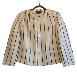 Ralph Lauren Linen Blazer Jacket Women's‎ Size 10 Made in Italy Striped
